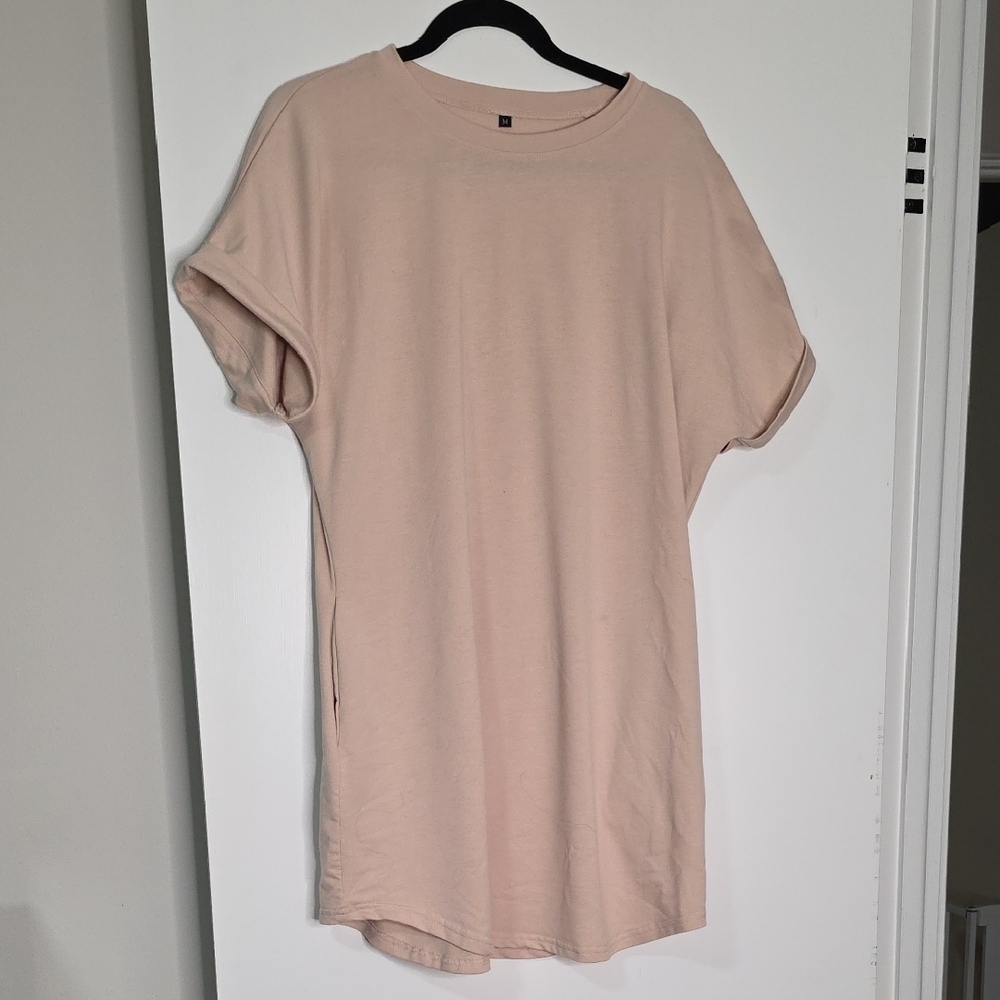 Source Unknown Relaxed Crewneck Tee Dress - Dusty Pink